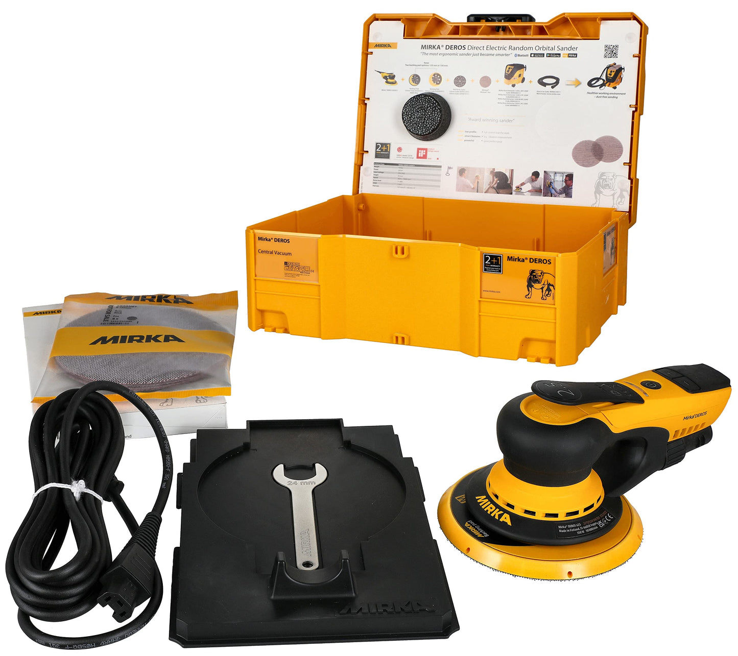 Lijadora Orbital Aleatoria Eléctrica Mirka Amarillo Negro 6 Pulgadas