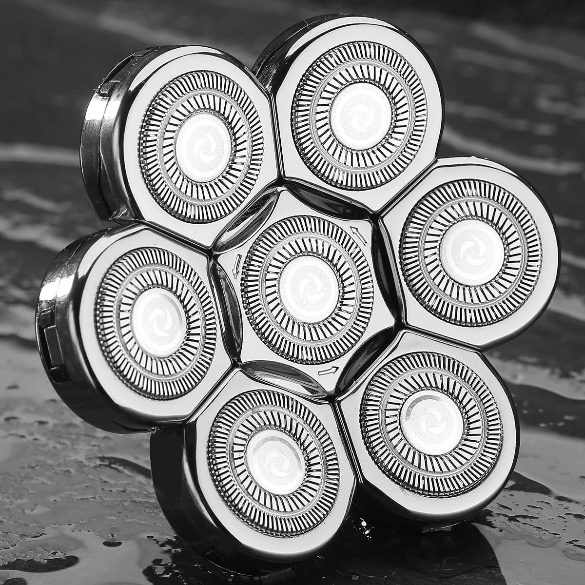 WAHFOX 7D 7 cabezales de repuesto para afeitadora de 7 cuchillas 7D 7D de repuesto para afeitadora de barba eléctrica (plata)