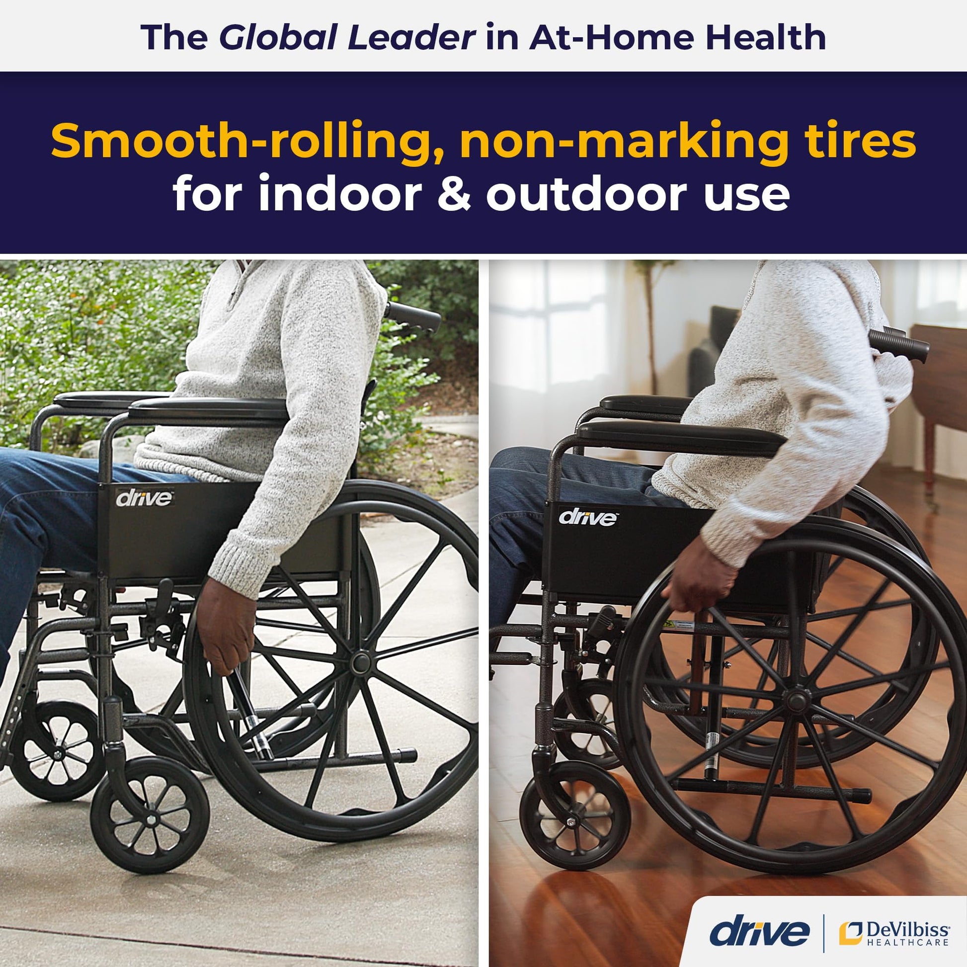 Silla de Ruedas Drive Medical Plata con Brazos Completos y Reposapiés Extraíble
