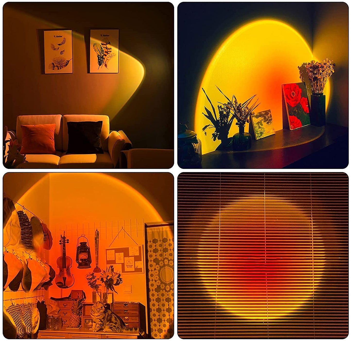 Lámpara de puesta de sol, proyector de luz arcoíris de rotación de 360 grados, lámpara de proyección nocturna para selfie/fotografía/decoración del hogar/dormitorio/sala de estar
