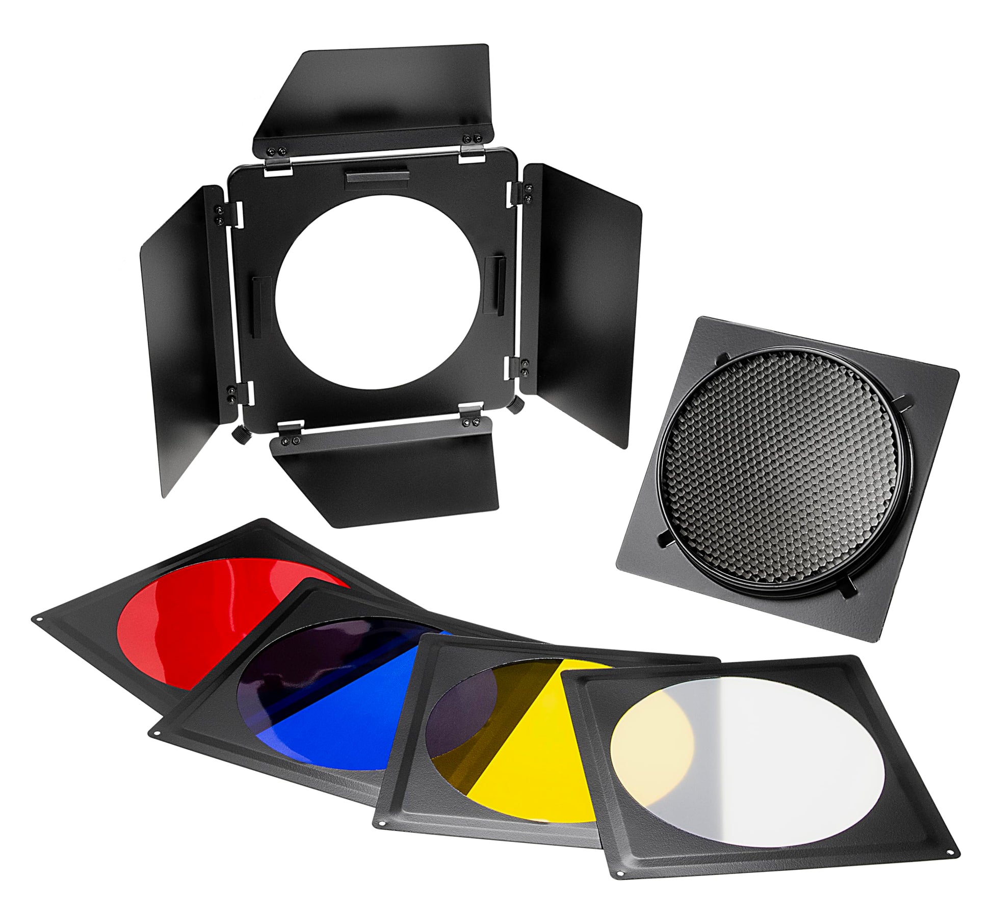Fotodiox Fotodiox - Kit de puerta de granero universal con rejilla de panal de 45 grados y geles de color, para Bowens Gemini Standard, Classica Powerpack, serie R, serie Rx y luz estroboscópica de la