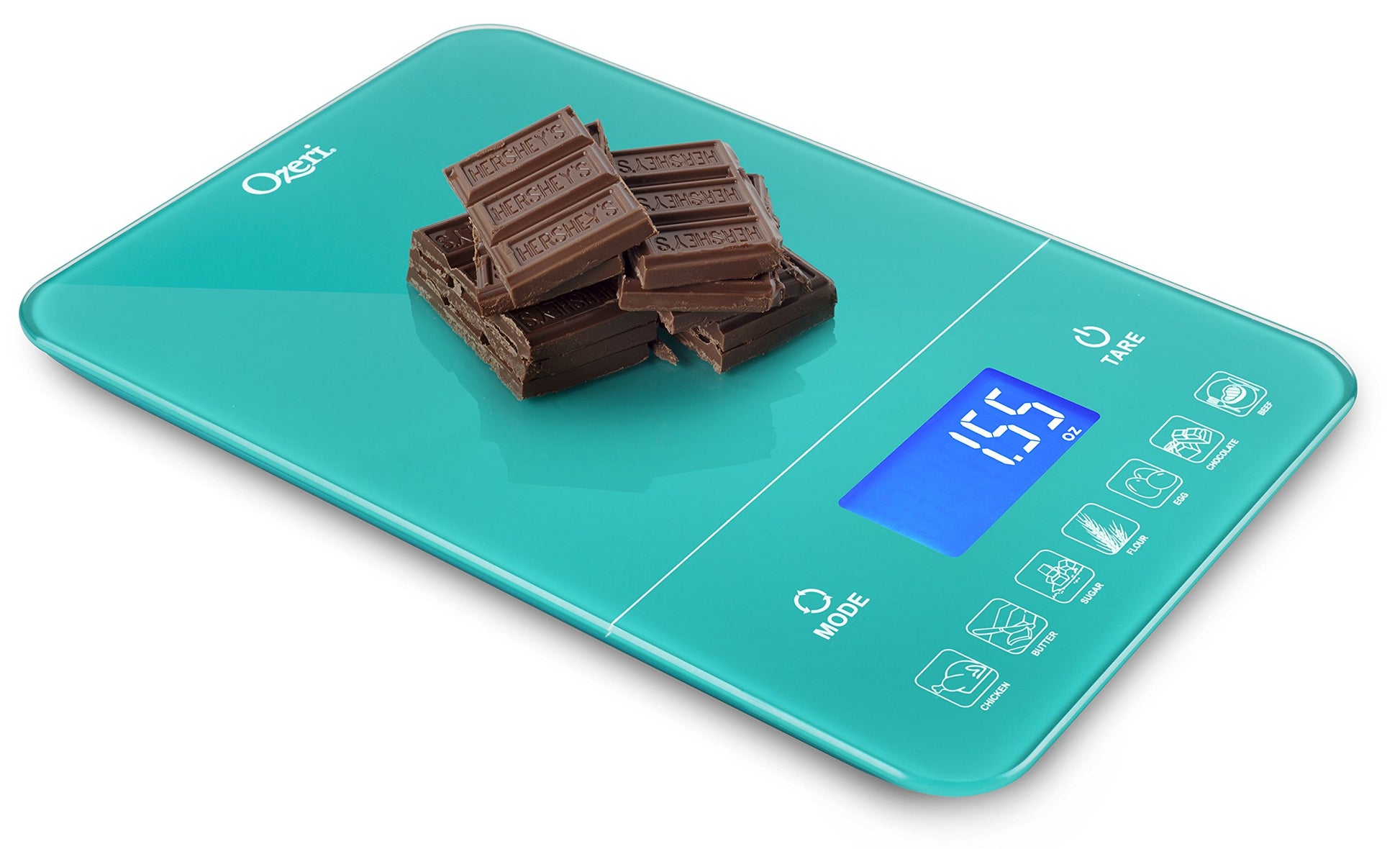 Balanza de cocina digital Ozeri Touch III con 22 lb (10 kg) de capacidad y contador de calorías, hecha de vidrio templado