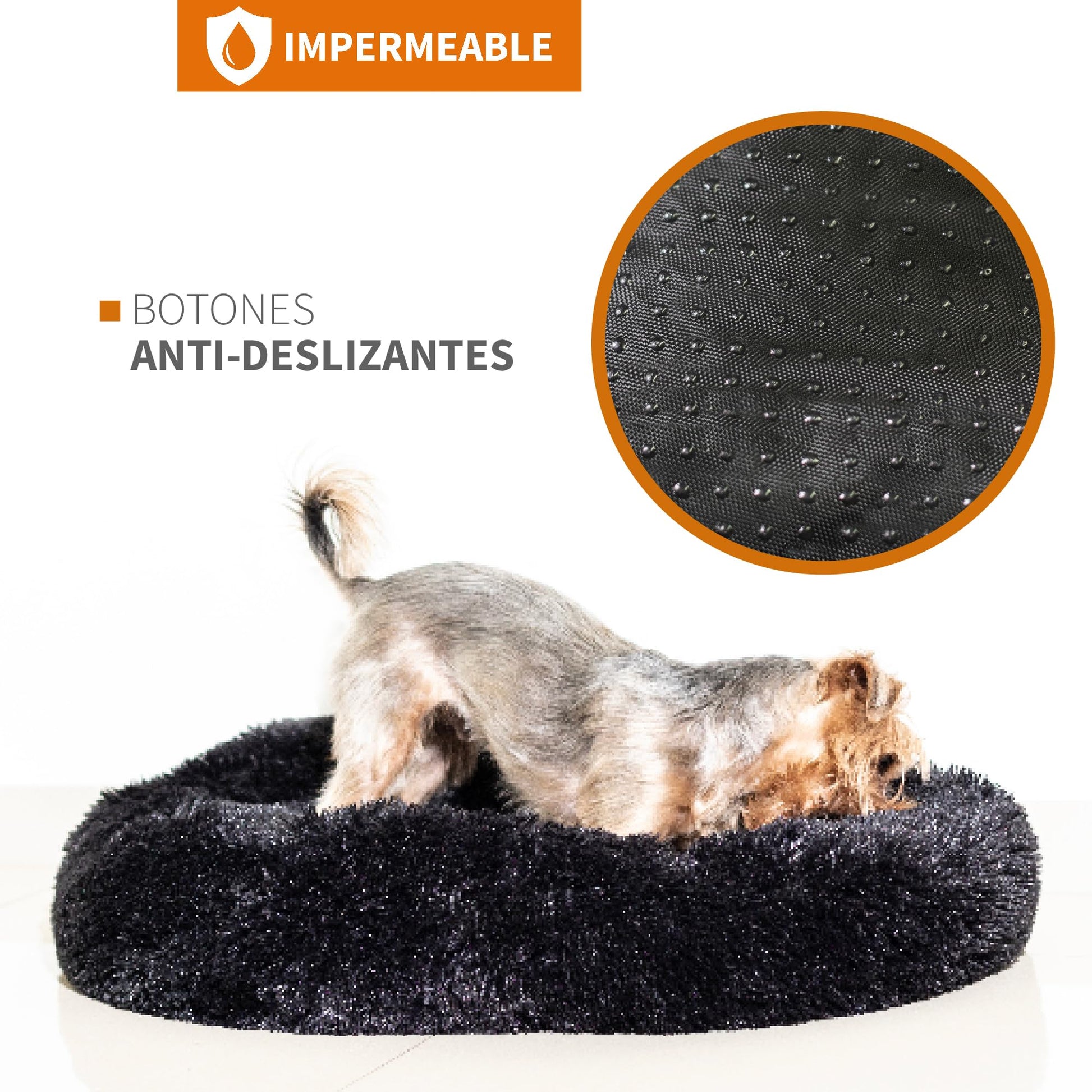 Cama para Perros PET TO BED Esponjosa Antiestrés Negra Medium