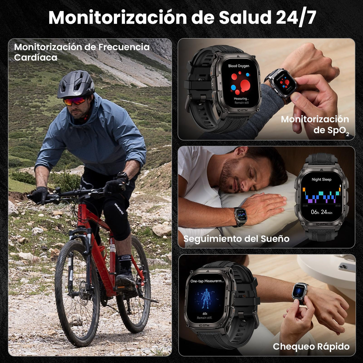 Reloj Smart Watch KOSPET Tank M4 Hombre Impermeable AMOLED 1.96 Pulgadas