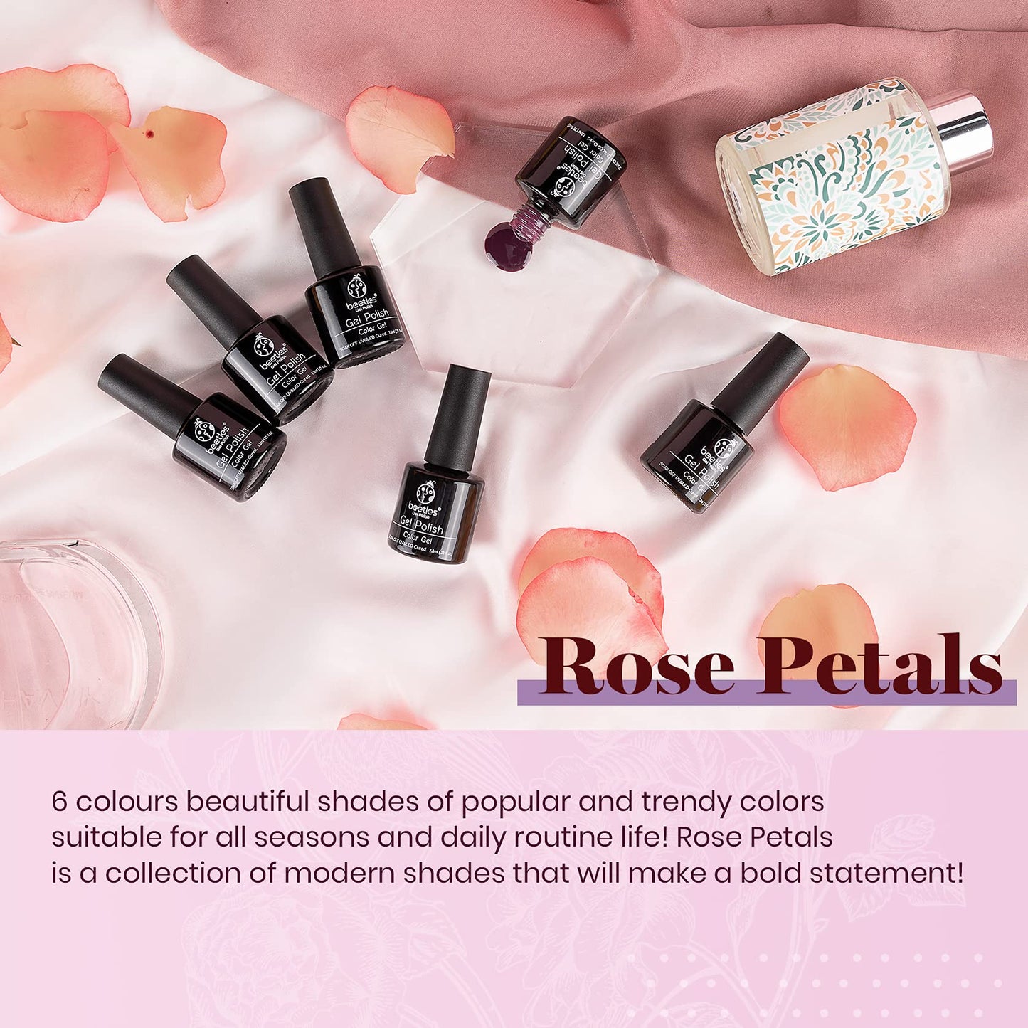 beetles Gel Polish - Set de Esmaltes en Gel 6 Colores Otoñales, UV/LED, 7.5 ml Cada Uno