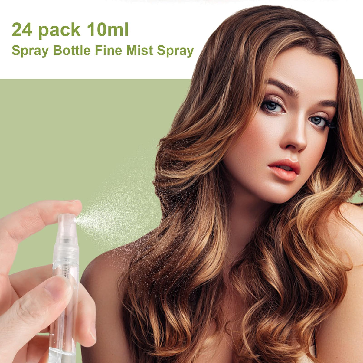 Kesell - Paquete de 24 botellas de spray de 10 ml, botella de spray de niebla fina rellenable vacía, botellas de aerosol de vidrio pequeñas con bombas atomizadoras, recipientes de líquidos pequeños