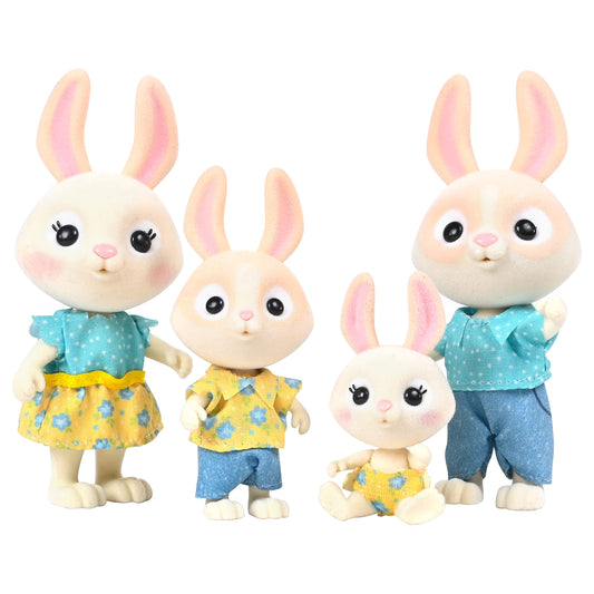 Honey Bee Acres - Juego de muñecas McScampers Bunny, 4 figuras de conejo miniaturas, unisex, 3 años en adelante, San Valentín, Pascua