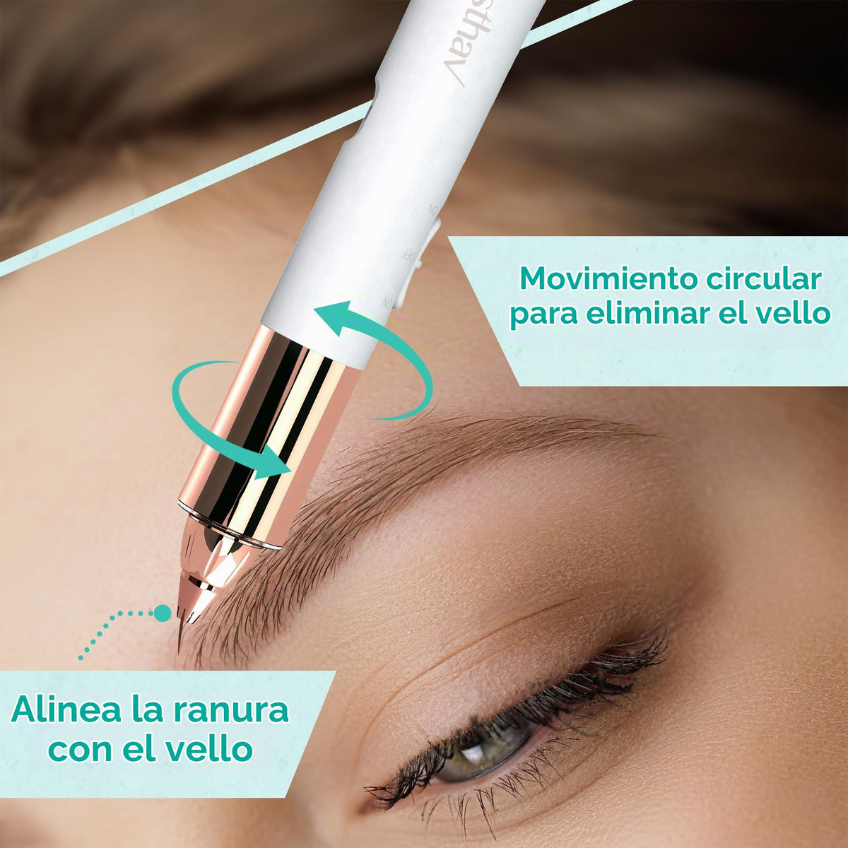 Removedor 2‑en‑1 de Vello para Cejas y Facial para Mujer, Indoloro Flawless
