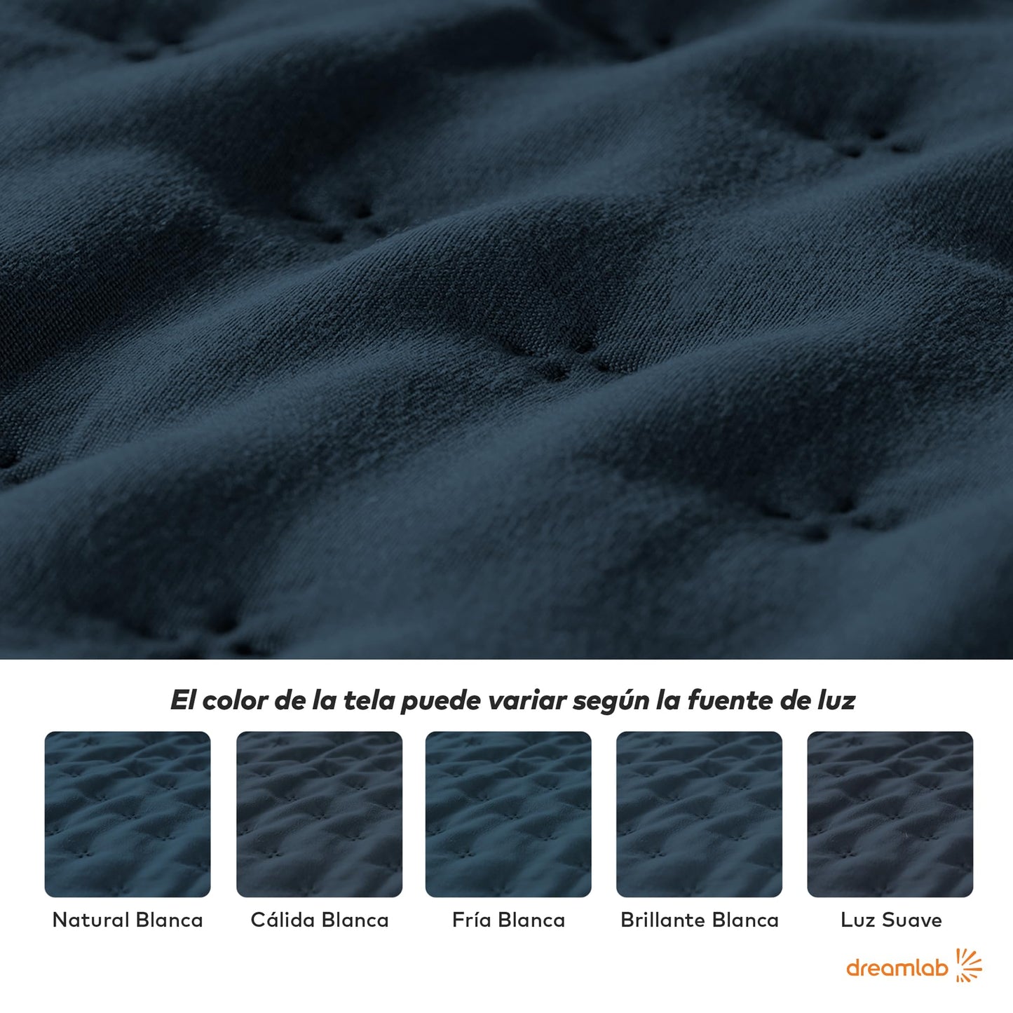Colcha Dreamlab Azul Noche Capitonada Hipoalergénica Ultra Suave Individual con Funda de Almohada