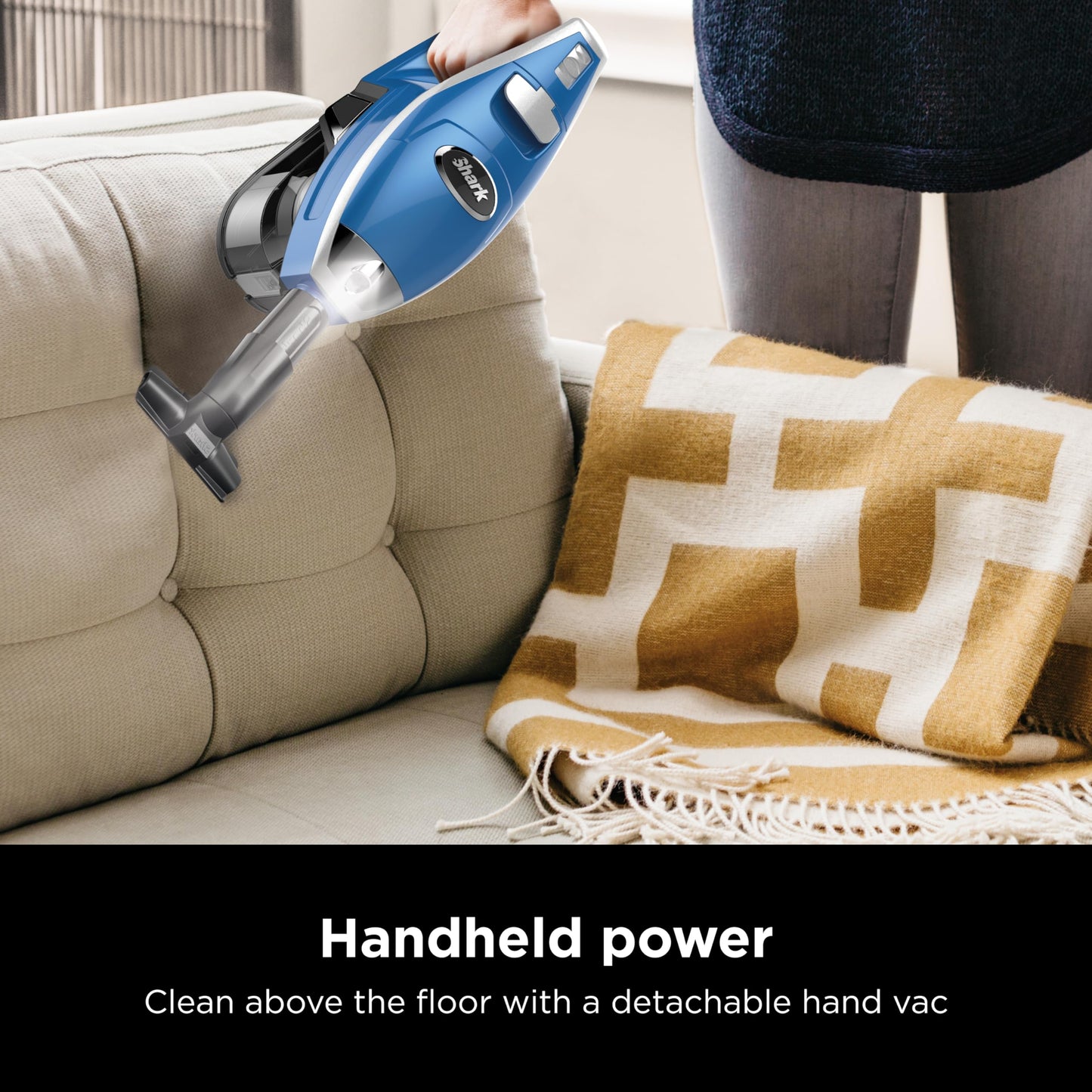Aspiradora Shark Rocket Azul Ligera con Cepillo Autolimpiable para Pelo de Mascotas y Convertible en Aspiradora de Mano