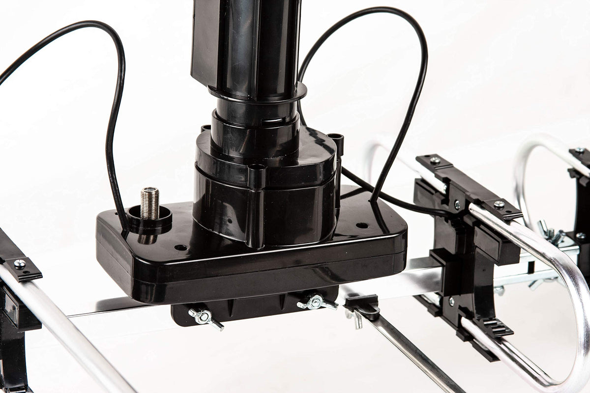 Antena Exterior FiveStar Negra Largo Alcance 200 Millas con Rotación Motorizada y Control Remoto