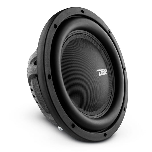 DS18 IXS10.2D - Subwoofer de coche de 10 pulgadas, 1200 W máx., 600 W RMS, 2+2 ohmios, montaje poco profundo, diseño delgado, negro corrugado