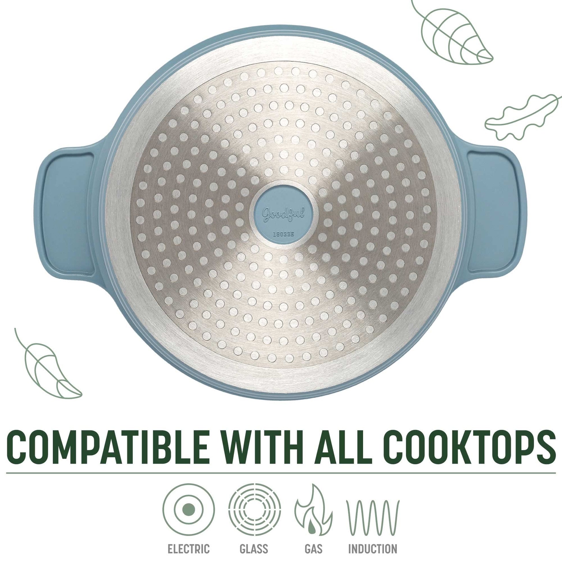 Goodful - Olla todo en uno, antiadherente de revestimiento múltiple, horno holandés fundido de alto rendimiento con tapa a juego, estante para asar y volteador, hecha sin PFOA, utensilios de cocina