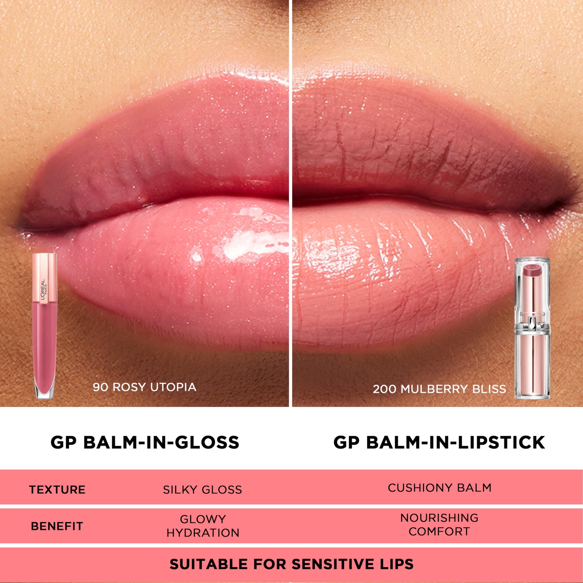 L'Oreal Paris Glow Paradise Hydrating Lip Balm-in-Gloss with Pomegranate Extract and Hyaluronic Acid, ultra-gentle, non-sticky formula, Angelic Daydream, 0.23 fl oz