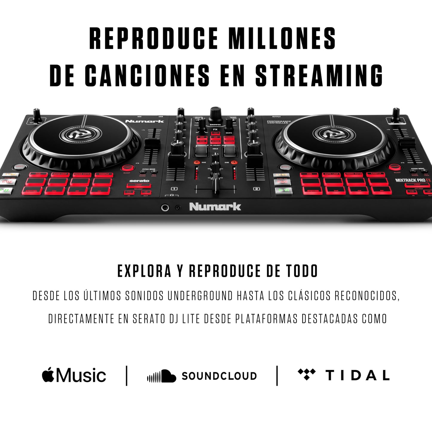 Controlador DJ Numark Mixtrack Pro FX Plata con Jog Wheels Táctiles para Serato DJ