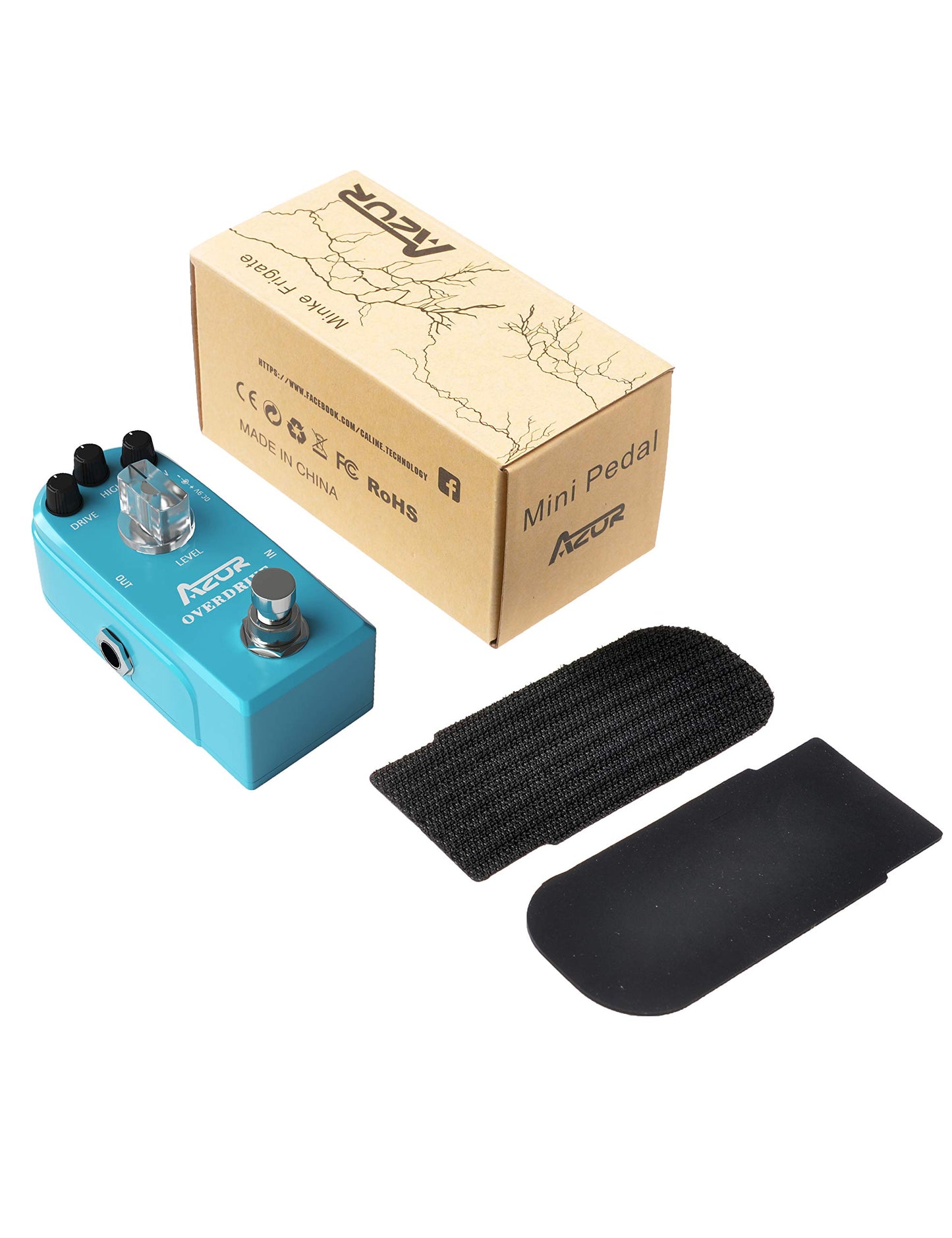 AZOR Overdrive - Pedal de efecto de guitarra de alta y baja, 3 modos, mini pedal para guitarra eléctrica True Bypass