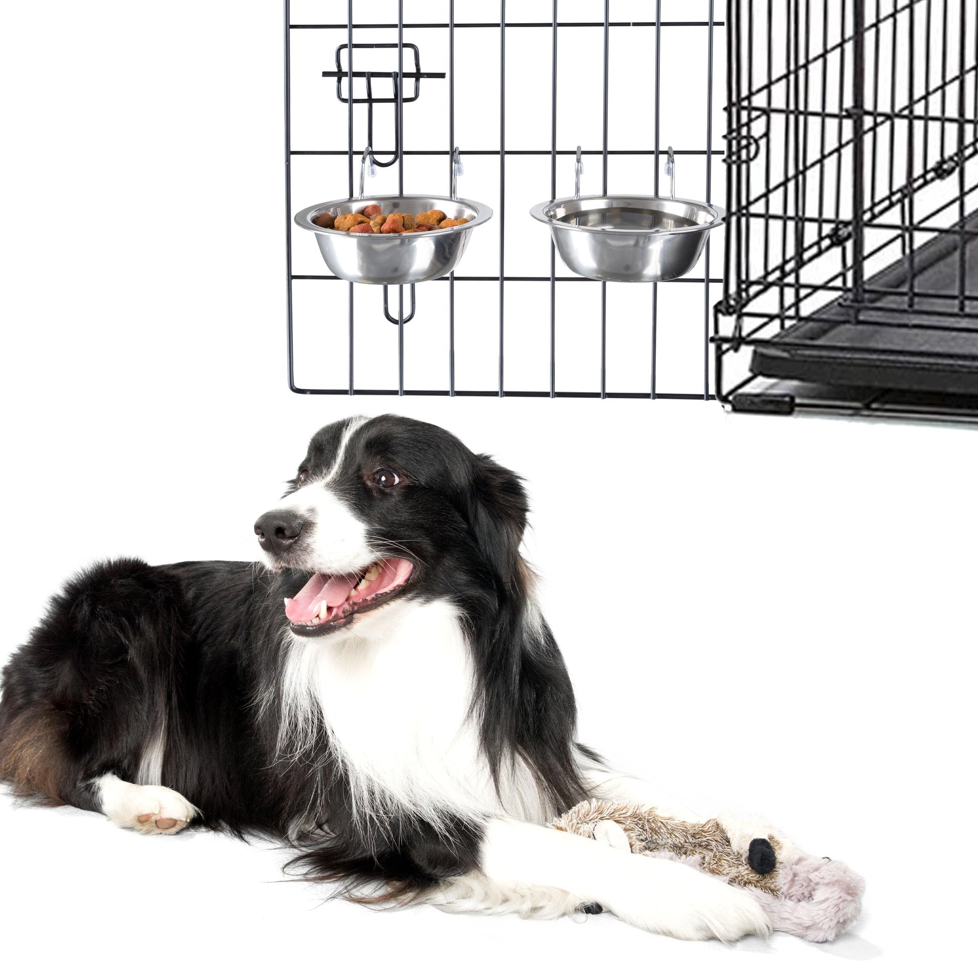 Cuencos de Acero Inoxidable PETMAKER Gris Juego de 2 para Mascotas