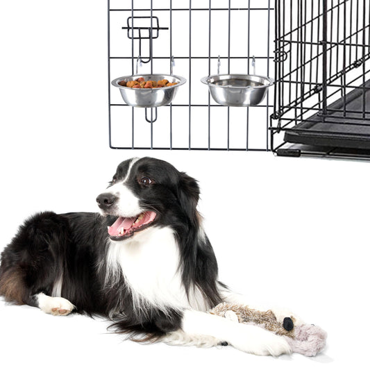 Cuencos de Acero Inoxidable PETMAKER Gris Juego de 2 para Mascotas
