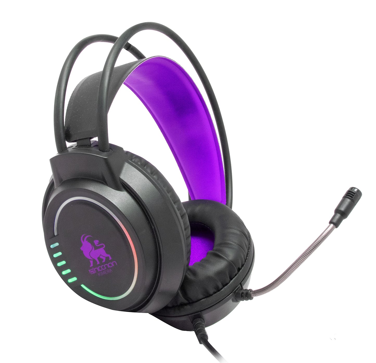 Diadema Gamer Necnon Fucsia Alta Fidelidad Audio Envolvente con Micrófono Omnidireccional RGB