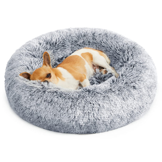 Feandrea Cama de Perros, Cama para Mascotas, Diámetro de 50 cm, Cojín Central Extraíble y Lavable, Alfombra de Felpa, Gris Ombré MPGW037G01