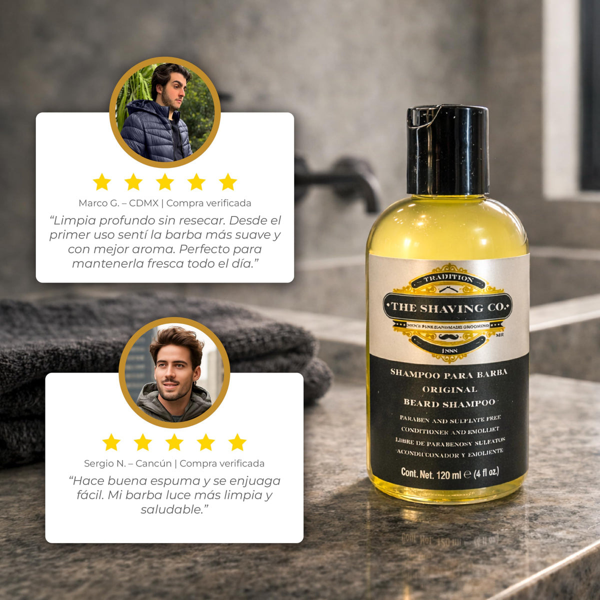 Shampoo De Barba The Shaving Co - Ingredientes Naturales Premium - Hidrata, Nutre y Humecta - Libre de Sulfatos y Parabenos - Cruelty Free