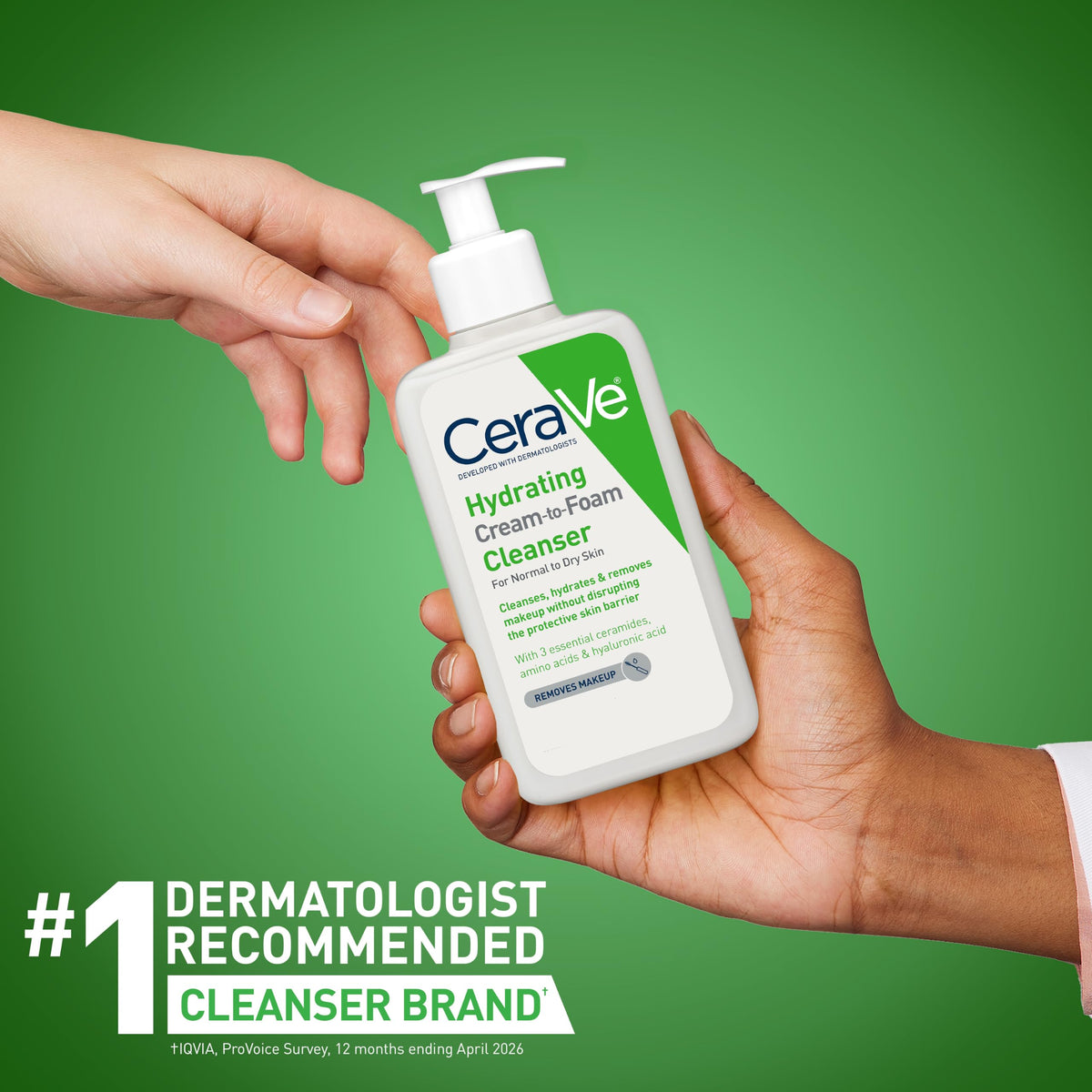 Limpiador hidratante de crema a espuma CeraVe | Desmaquillante y lavado facial con ácido hialurónico | Sin fragancia | 19 onzas