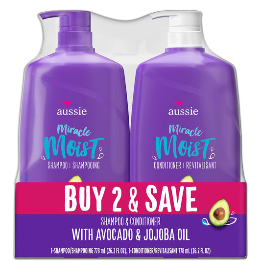 Champú Aussie Miracle Moist & Acondicionador Aussie Miracle Moist Pack de 2 26.2 Fl. Oz Cada Uno