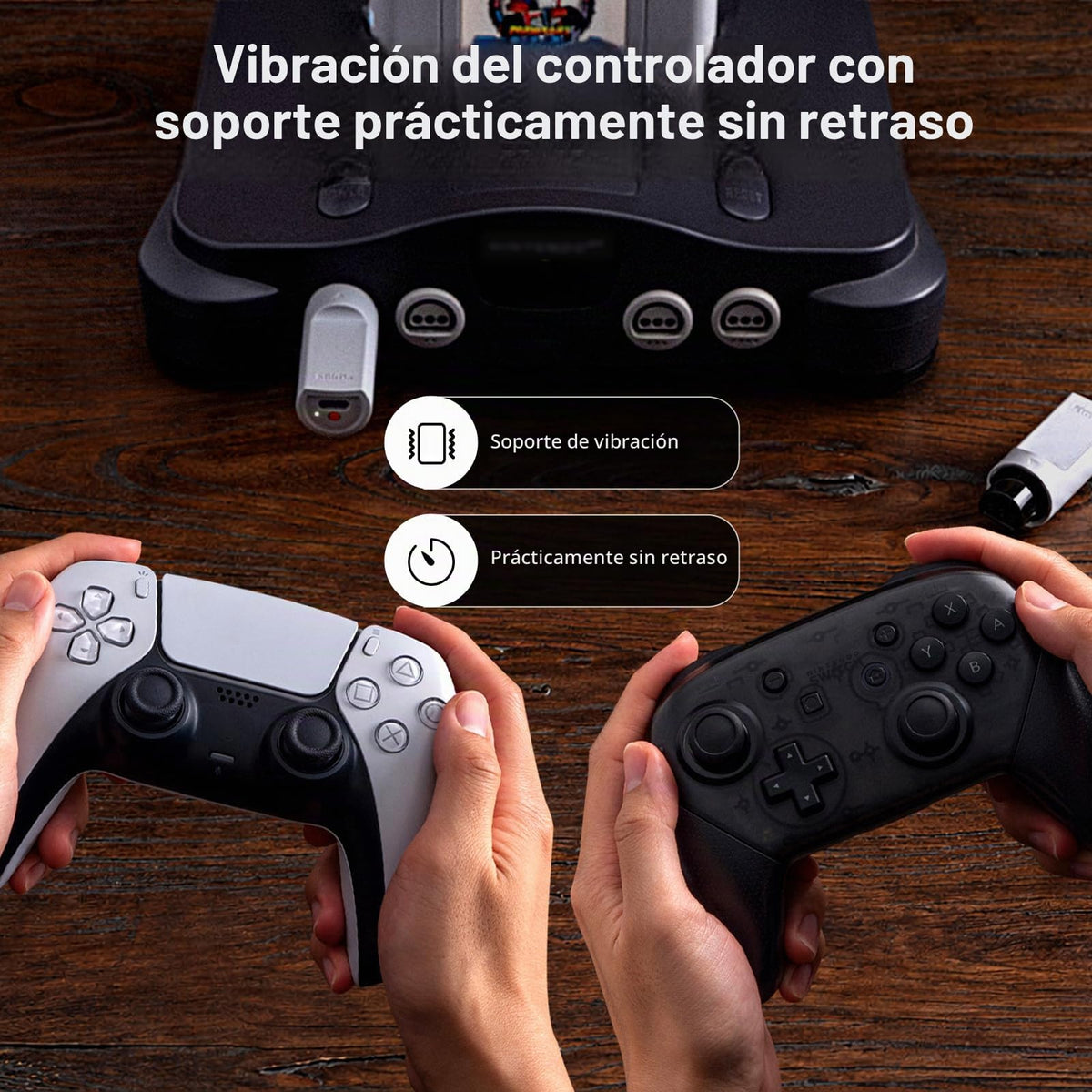 Adaptador Inalámbrico 8Bitdo Retro Receiver N64 con Vibración y Memoria