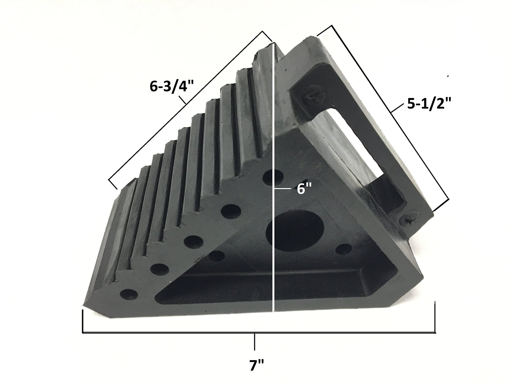 Calza de Rueda MaxxHaul Negra de Goma Maciza 8 x 4 x 6 Pulgadas 2 Unidades
