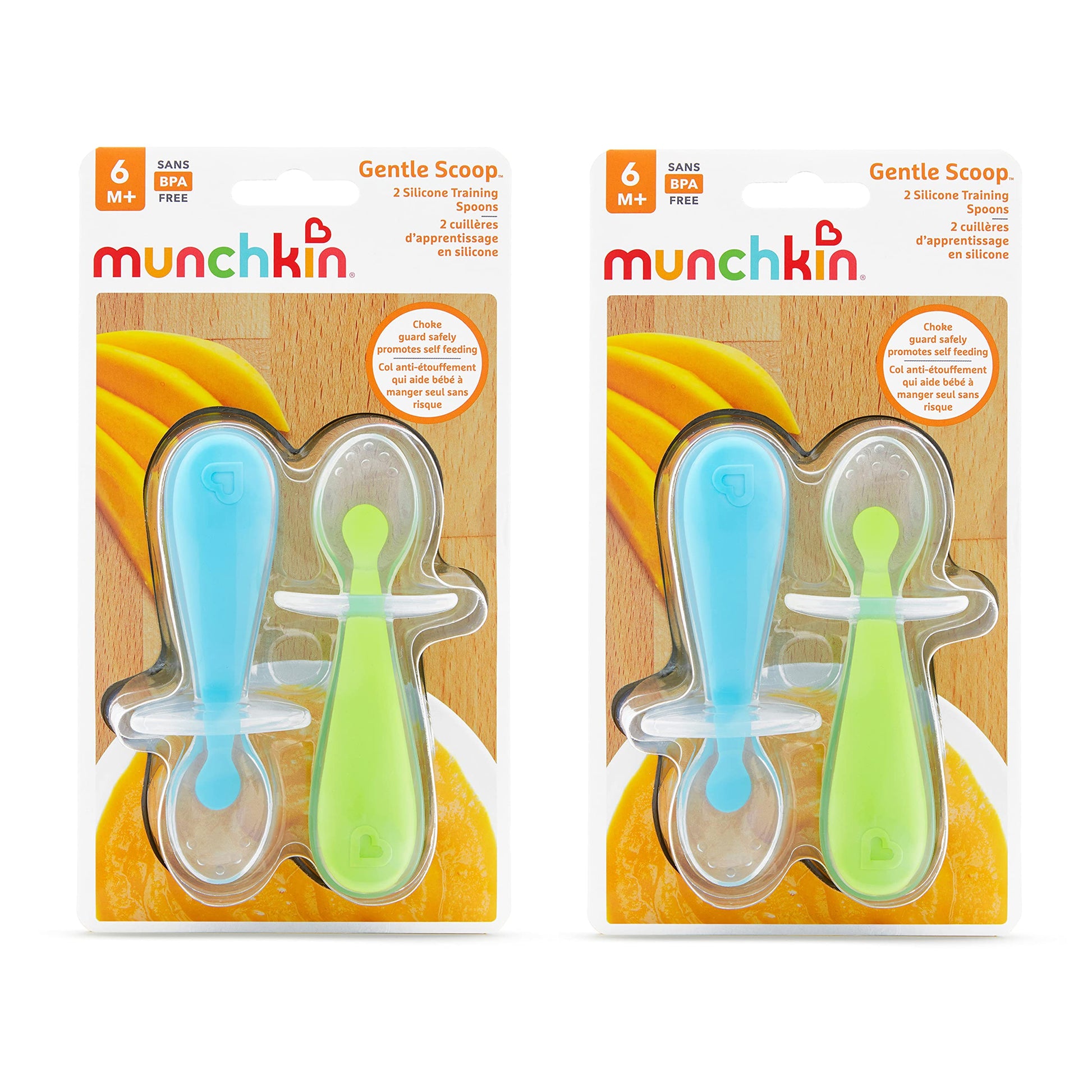 Cucharas Entrenadoras de Silicona Munchkin Azul Verde Paquete de 4