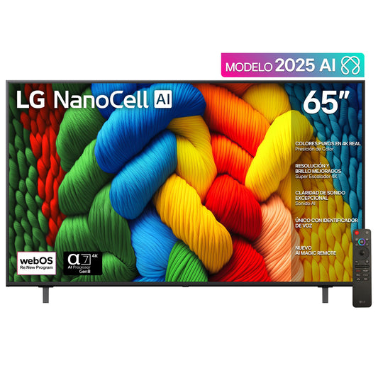 LG Pantalla 65 Pulgadas NanoCell AI NANO80 4K Smart TV 2025