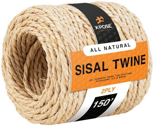 Cuerda de sisal – Cuerda de fibra natural fina de 2 capas de 150 pies en carrete – Poste rascador de gato, cuerda para rascador de gatos, piezas de repuesto para árbol de gato, juguete para mascotas