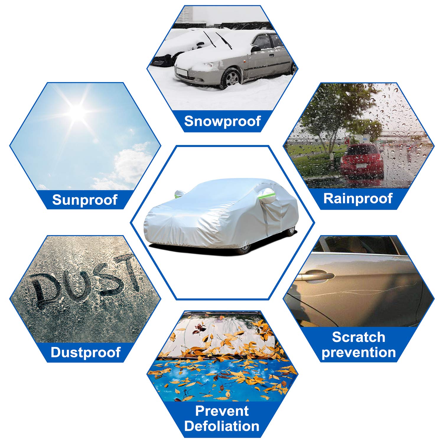 KouKou Funda De Coche - Funda Impermeable para Acura mdx（2001-2025）, 6-Capa UV Cubierta De Polvo, Cubierta De Lluvia, Parasol, Completa Al Aire Libre, Plata.
