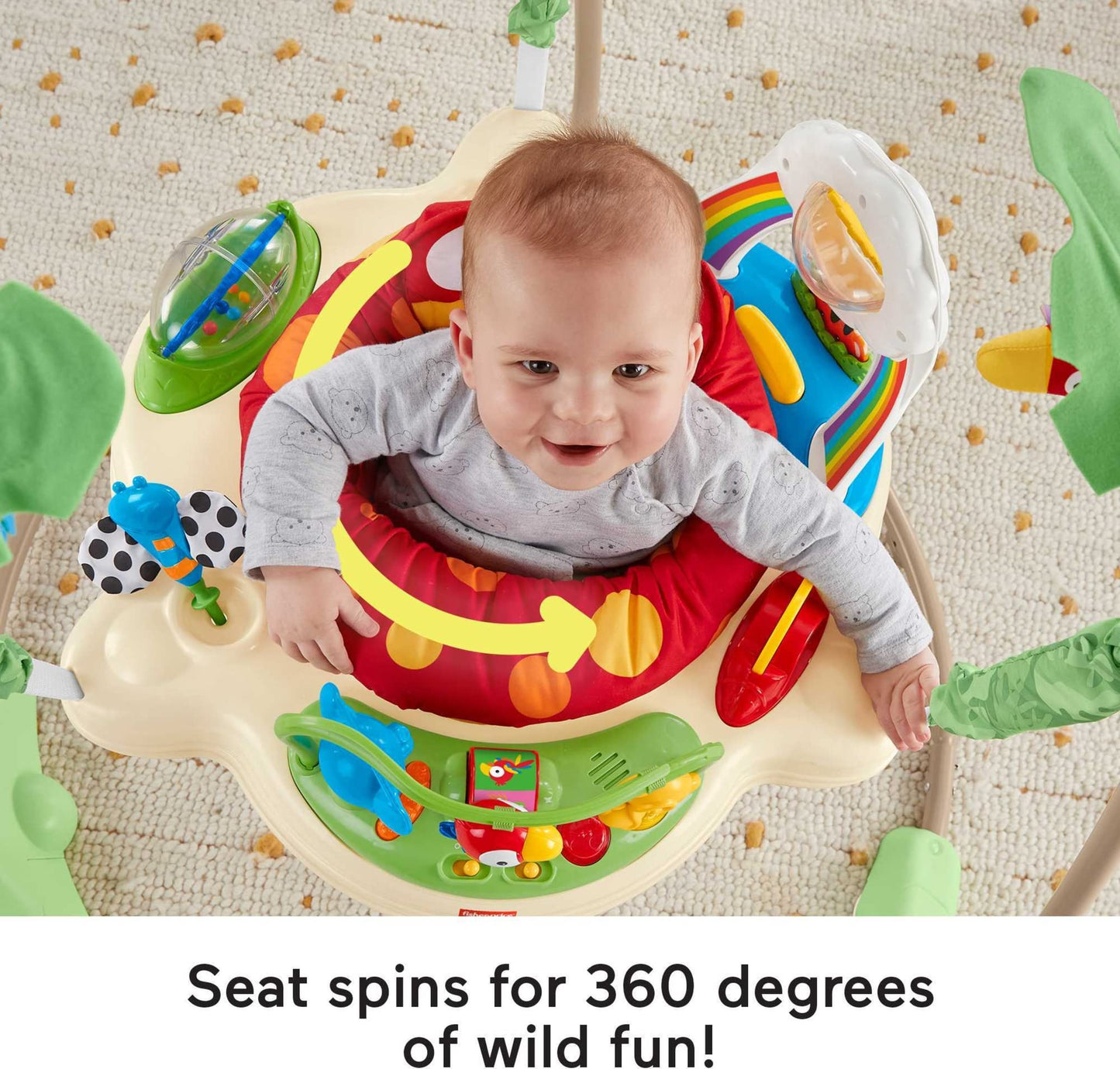 Fisher-Price Saltador Animalito de la Selva con luces y sonidos para bebé +1 año (Mattel K7198), Exclusivo en Amazon