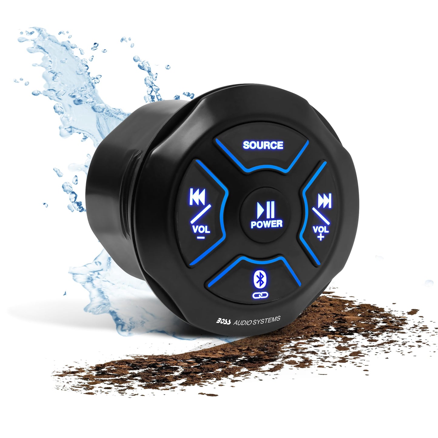 Boss Audio Systems MGR250B - Receptor de indicador de Radio Marino Bluetooth, Amplificador Integrado, clasificación IPX6, Puerto USB + Carga USB