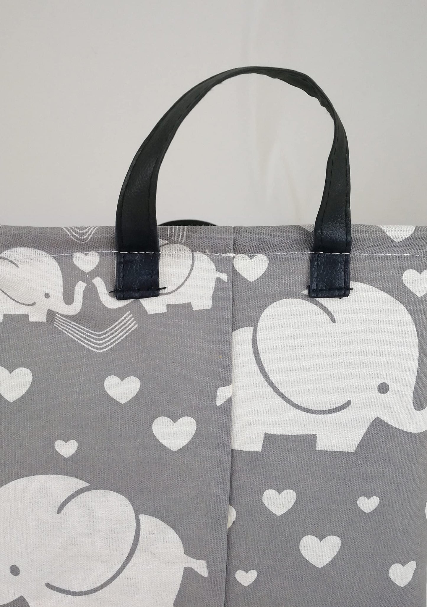 DUYIY Cesta de almacenamiento de lona con asa, grandes cubos organizadores para ropa sucia, cesta de bebé, juguetes para guardería, ropa de niños, cesta de regalo (elefante)