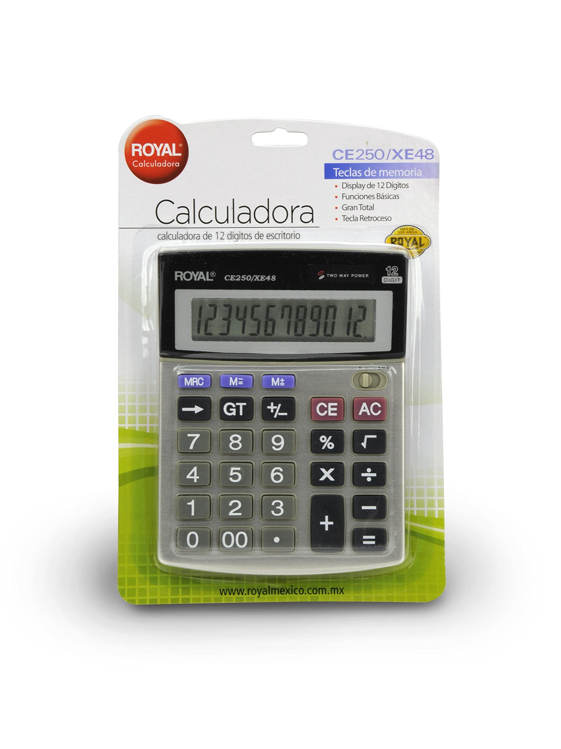 Calculadora de Escritorio Royal CE250/XE48 Pantalla Inclinada 12 Dígitos