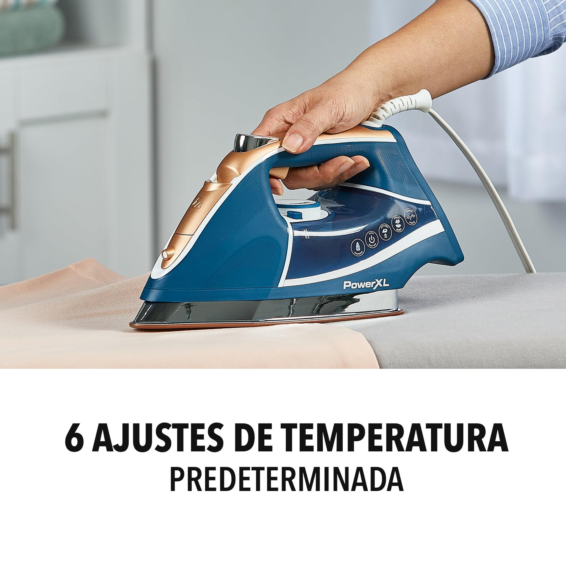 Plancha de Vapor PowerXL Azul Profesional con 6 Ajustes de Temperatura