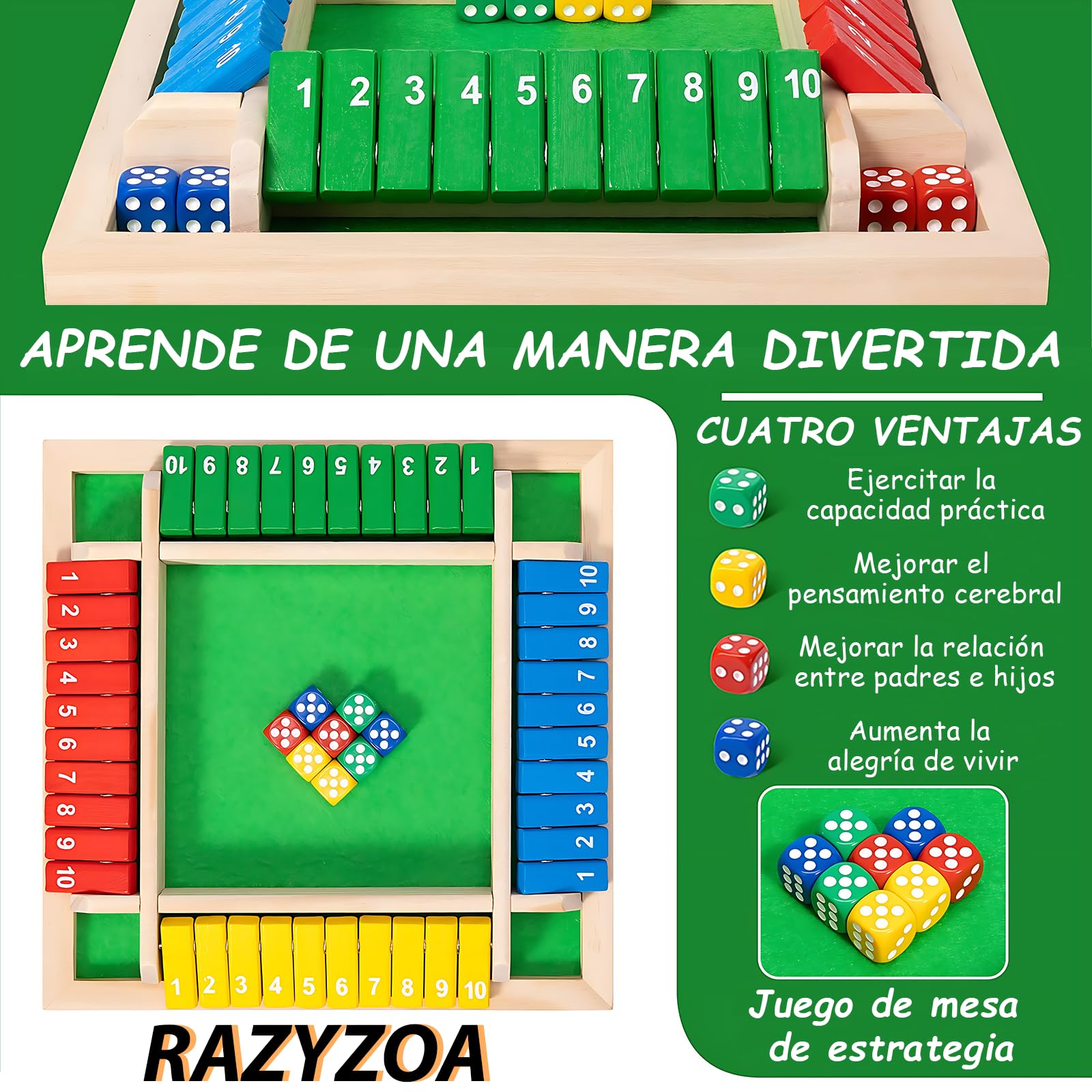 Juego de Mesa RAZYZOA Natural Clásico de Matemáticas para Adultos y Niños