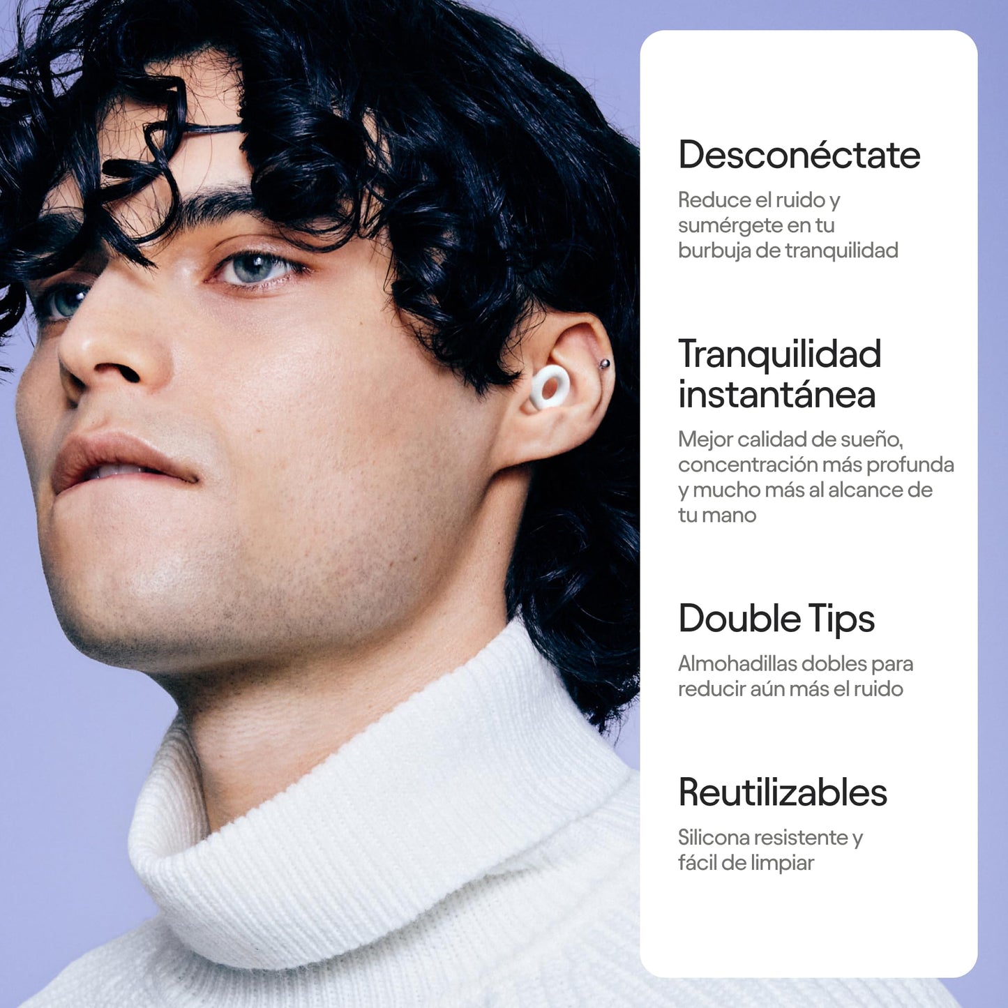 Loop Quiet 2 Plus Tapones auditivos con Double Tips – Reutilizables y ultracómodos para el descanso, la concentración, la sensibilidad al ruido | Reducción de ruido de 24dB SNR + 3dB con Double Tips
