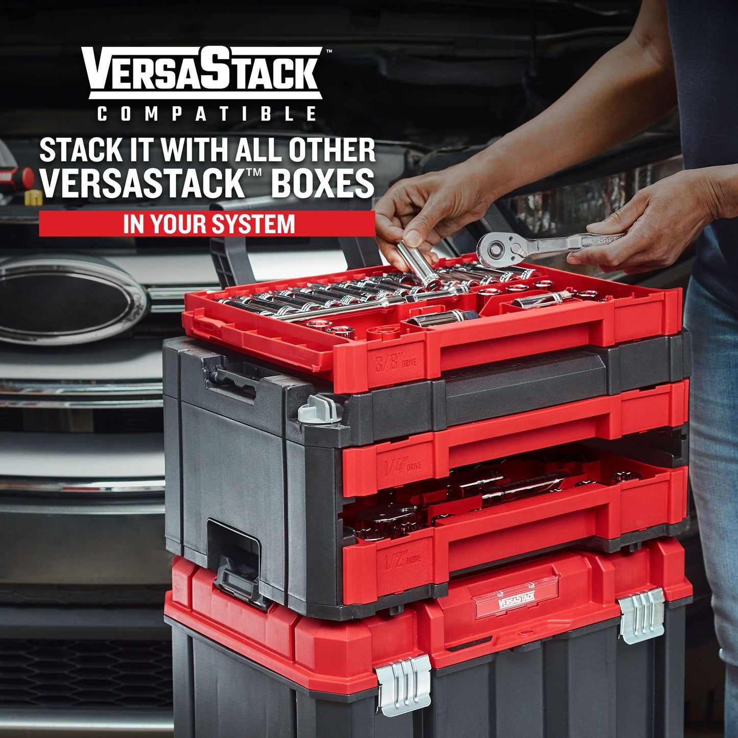 Craftsman VERSASTACK - Juego de herramientas mecánicas de 1/4 pulgadas, 3/8 pulgadas y 1/2 pulgadas, 230 piezas (CMMT45306)