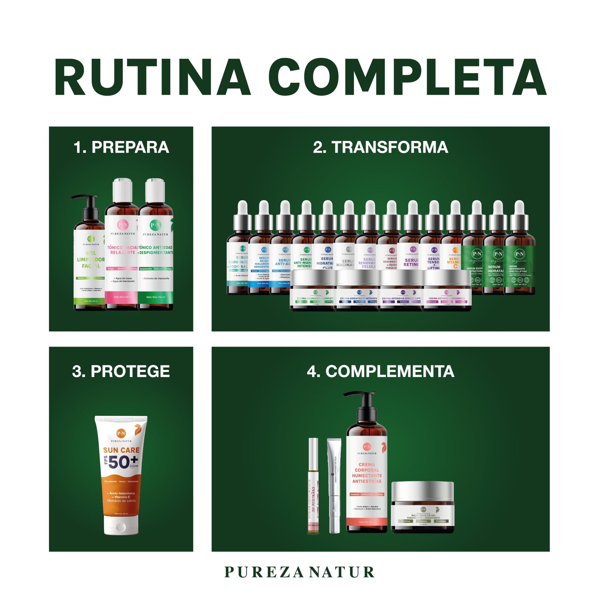 Kit Facial Edición limitada Navidad 2024 Serum Niacinamida, Ácido glicólico + Salicílico y pestañas. Crema lifting, Gel limpiador, Tónico antimanchas anti-edad | Paquete completo día y noche regalos para el cuidado de la piel, hidratación y rejuvenecimien