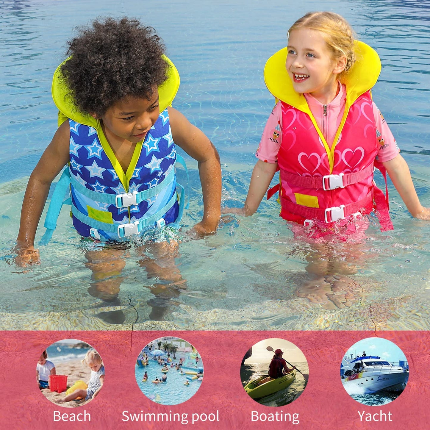 Chaleco de natación para niños, chamarra de natación para niños pequeños con correa de seguridad ajustable, ayuda de natación para niños y niñas de 24 a 75 libras