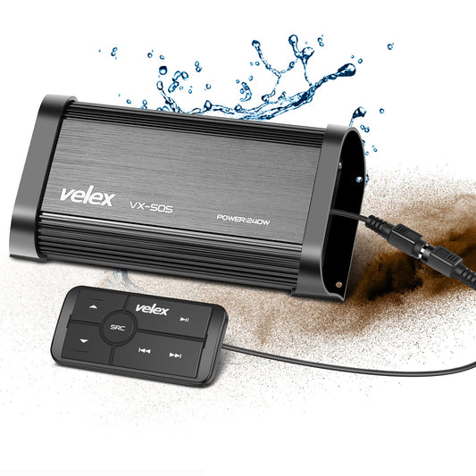 Amplificador Bluetooth Marino VELEX Impermeable 4 Canales para Barco, Golf y Motocicleta
