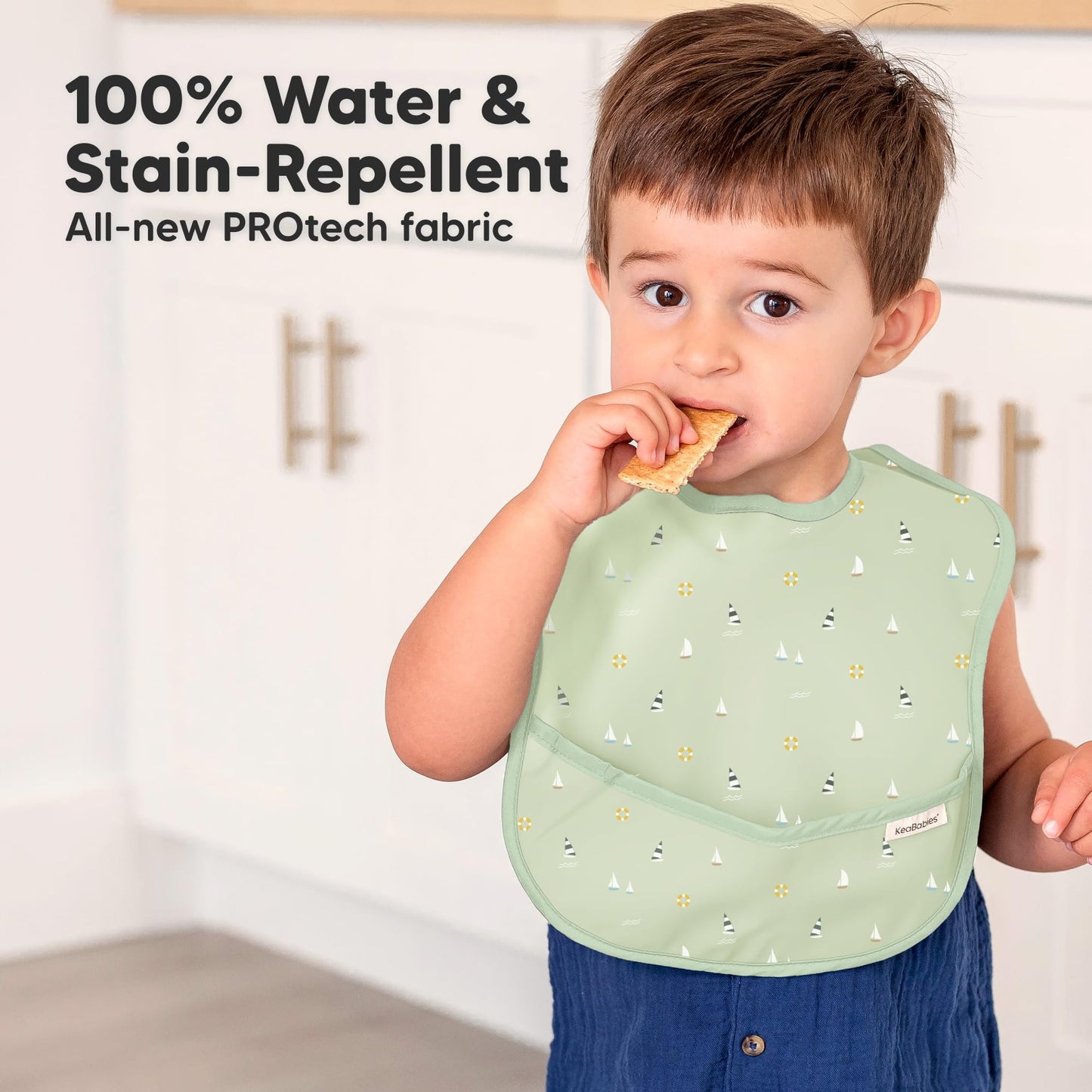 KeaBabies Paquete de 3 baberos impermeables para bebés para comer, baberos livianos para bebés con recogedor de alimentos, baberos para niños pequeños a prueba Buques Talla única