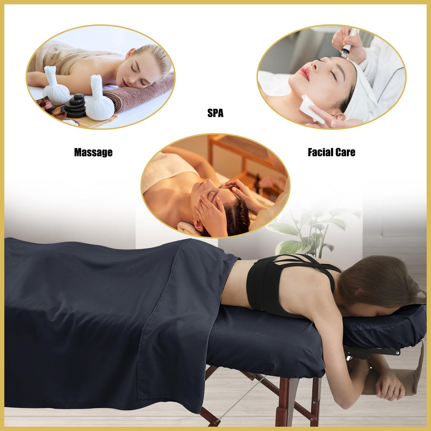 GASIYU Juegos De Sábanas De Microfibra Para Mesa De Masaje 3 Pzas Funda De Cama De Masaje Suave Libre De Arrugas Incluye Sábana Ajustable De Masaje, Sábanas De Masaje Y Cubierta De Cuna Faci