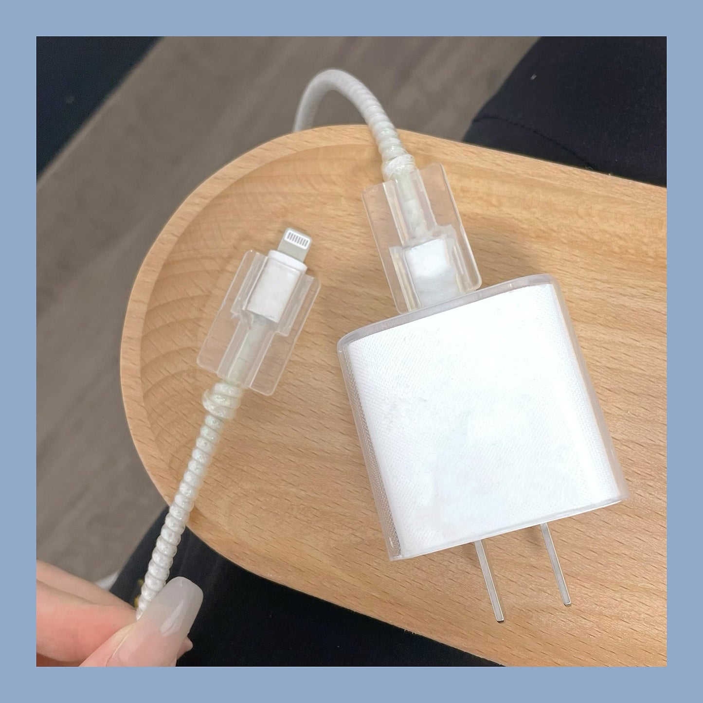 Funda Protectora USTIYA Transparente para Cable Cargador iPhone 11-16 Pro Max Plus 20W 18W