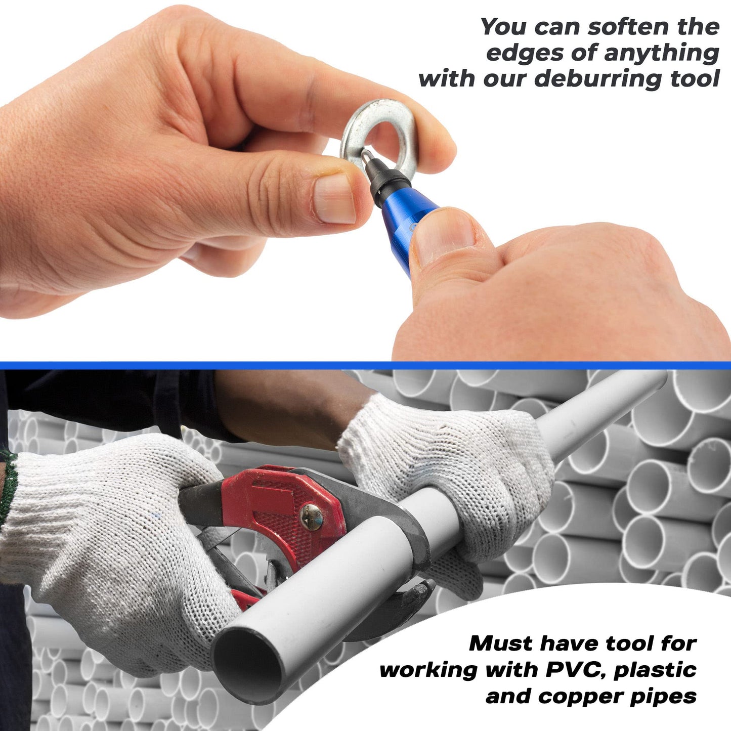 BroadBasic - Kit de herramientas de desbarbado con 20 cuchillas de acero de alta velocidad | Rebabas de borde para metal, tubería de plomería de PVC, impresión 3D, plástico, cobre, arte de resina