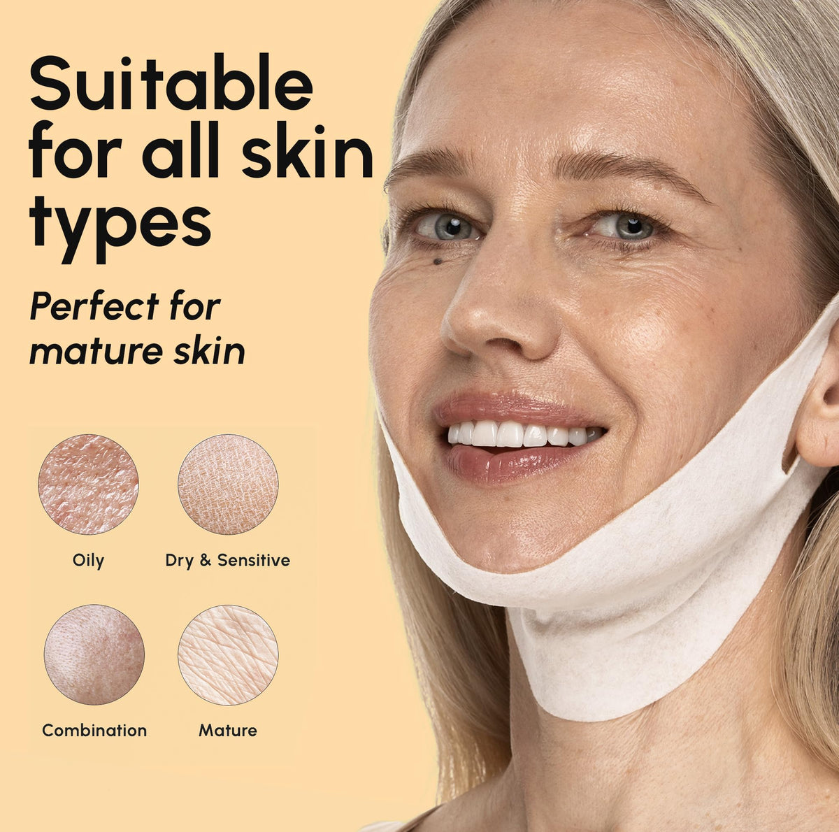 MAREE- Mascarilla reafirmante de mandíbula para mentón y cuello: la mascarilla reafirmante V Line de MAREE es perfecta para reafirmar la mandíbula. Esta mascarilla reafirmante antiarrugas de colágeno