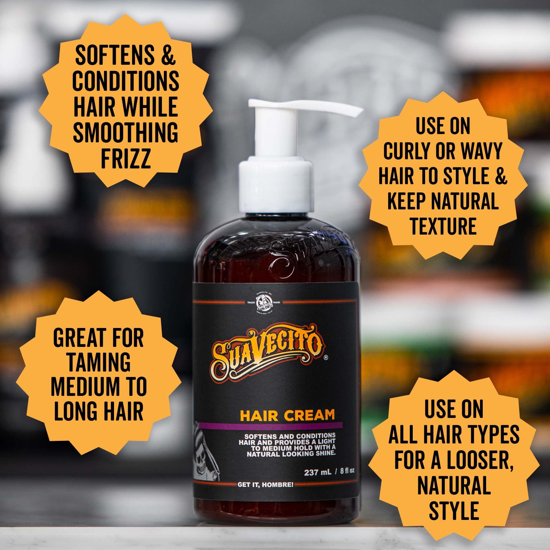 Light to Medium Hold Hair Cream by Suavecito for Men - 8 oz Cream
